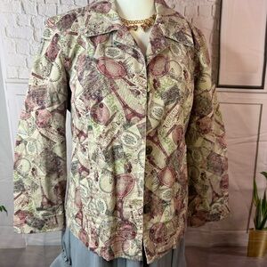 Christopher & Banks Multicolor Tapestry‎ Jacket large petite